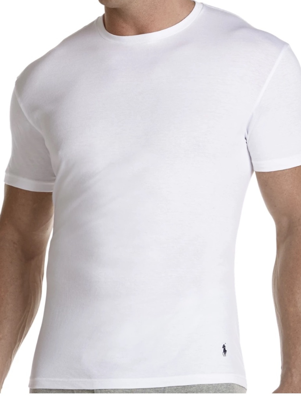 Ralph Lauren White Tee Shirt Undershirt Classic Cotton Fitted with Hem Logo SzXL